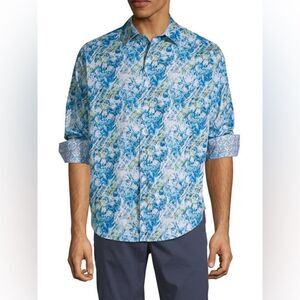 Robert Graham | Capouano Blue Long
Sleeve Classic Fit Button Dress Shirt | L